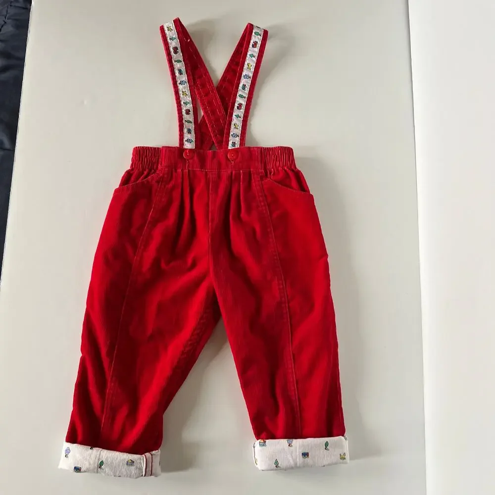 Vintage Oshkosh red cord suspender pants